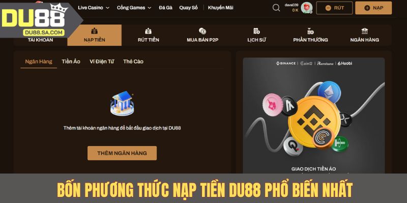 Bốn phương thức nạp tiền DU88 phổ biến nhất